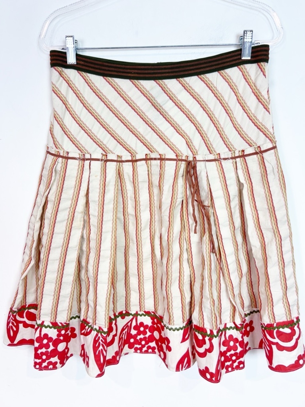 BURNING TORCH TAN ORANGE BROWN STRIPE A-LINE SKIRT WOMENS SZ SMALL
